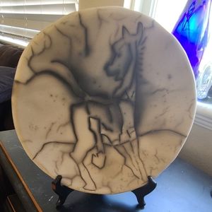 Horsehair Raku Horse Art Plate ❤